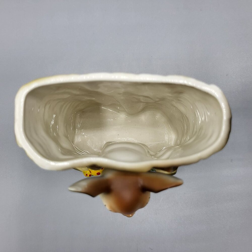 Vintage MCM Bambi Deer Vase Kitchy Planter Deer & Mushrooms Ceramic Table Decor - Picture 11 of 16